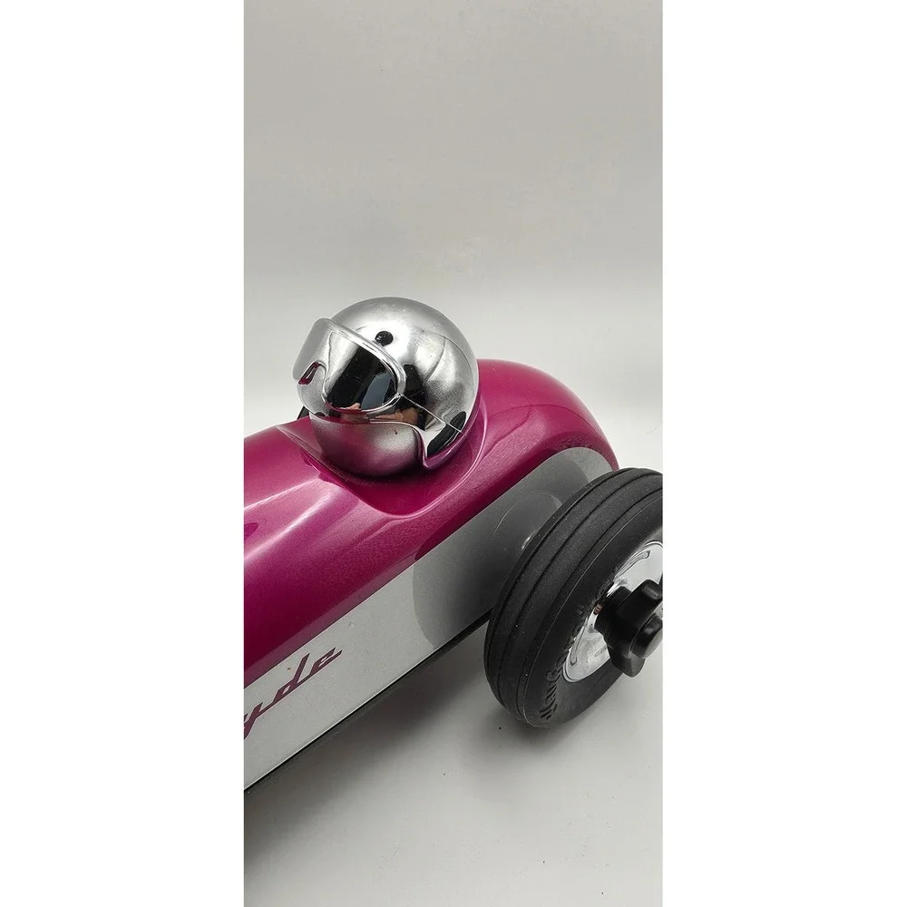 Playforever Clyde Racing Car Fuchsia Pink Silver Metallic Toy No 3 Mid Century